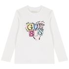 Girls White Logo Long Sleeve Top, 1, hi-res