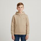 Boys Beige Logo Hooded Top, 1, hi-res