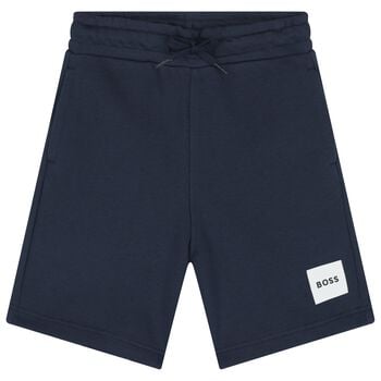 Boys Navy Blue Logo Shorts