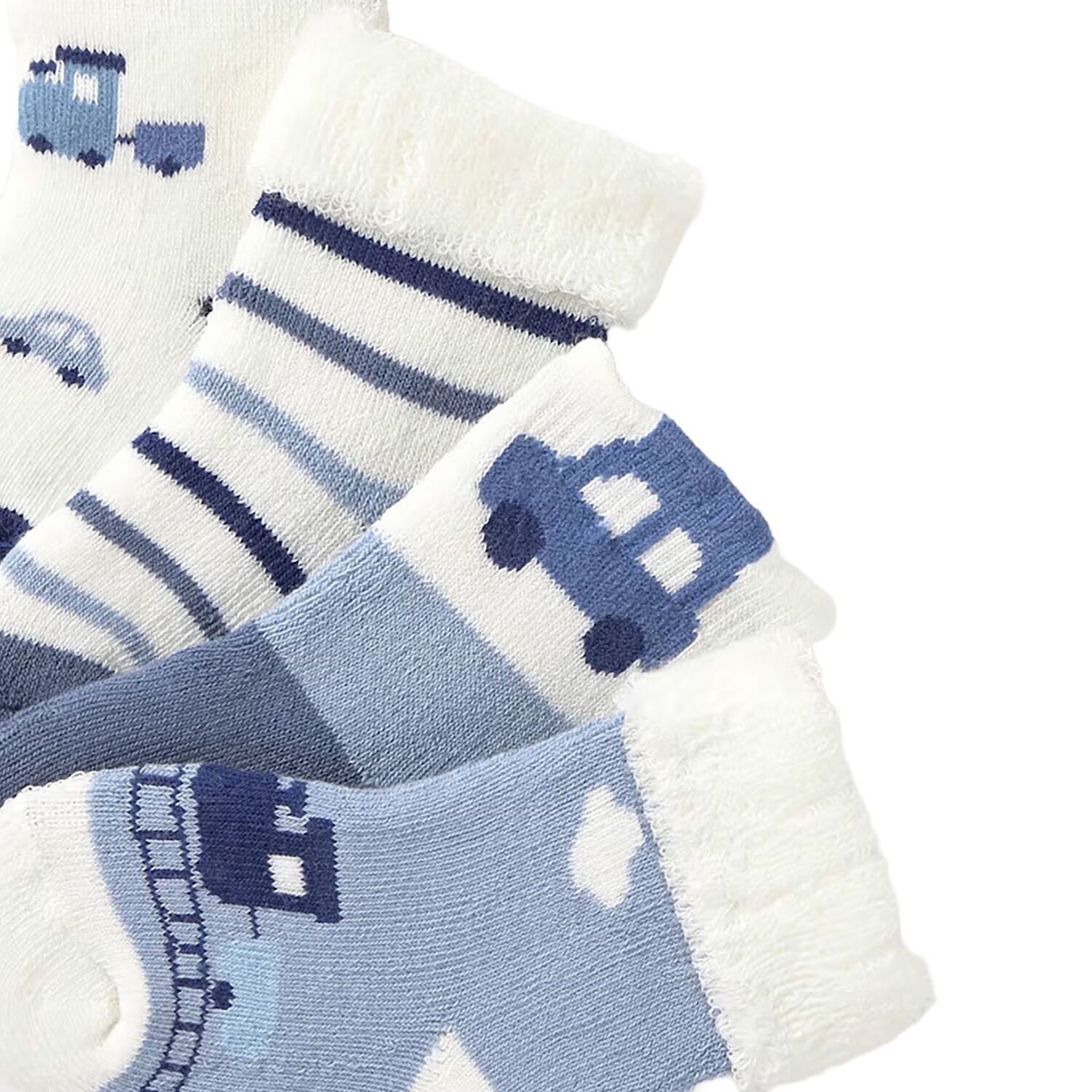Baby Boys Ivory & Blue Socks (4 Pack), 2, hi-res