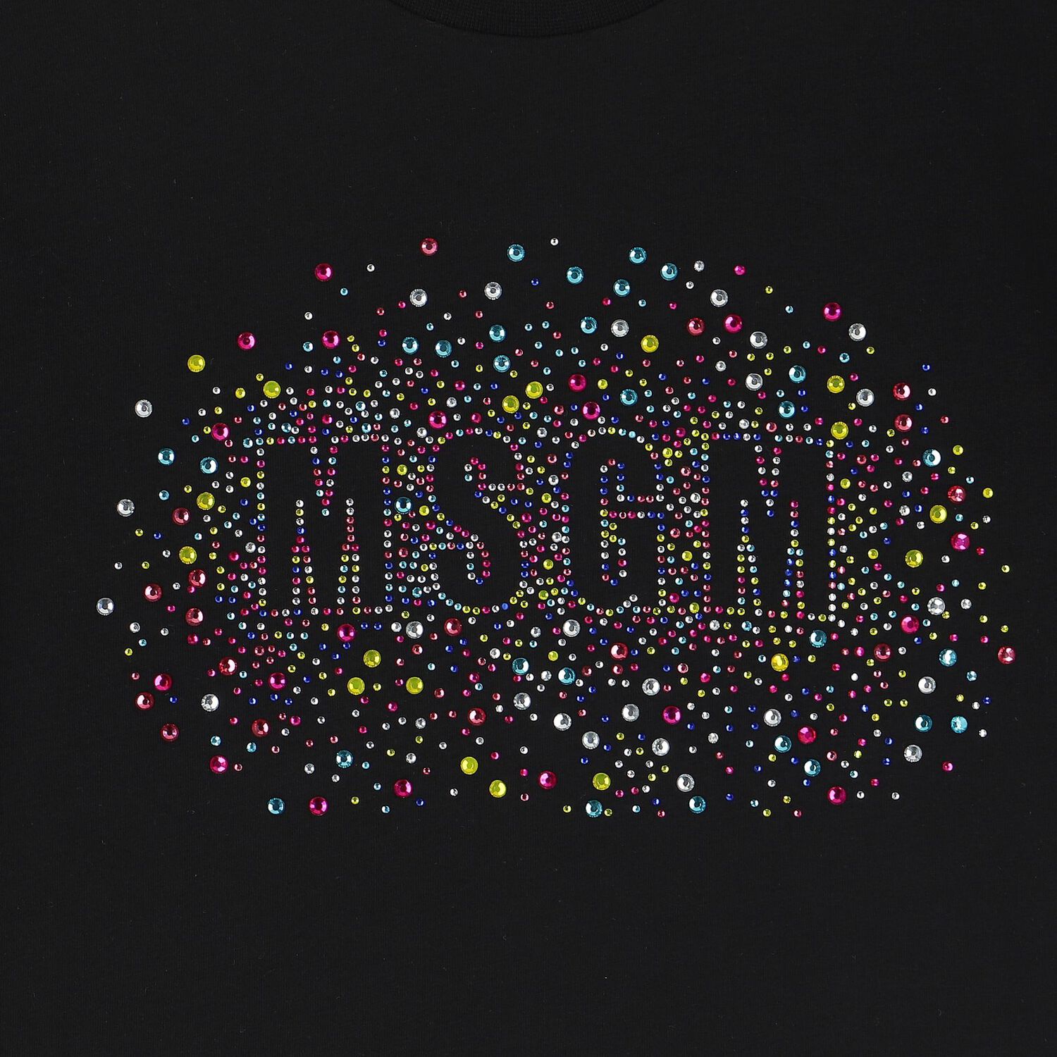 Girls Black Embellished Logo T-Shirt, 3, hi-res