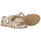 Girls Beige Flower Sandals, 2, hi-res