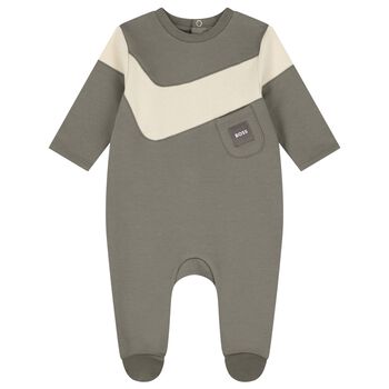 Baby Boys Grey Logo Babygrow