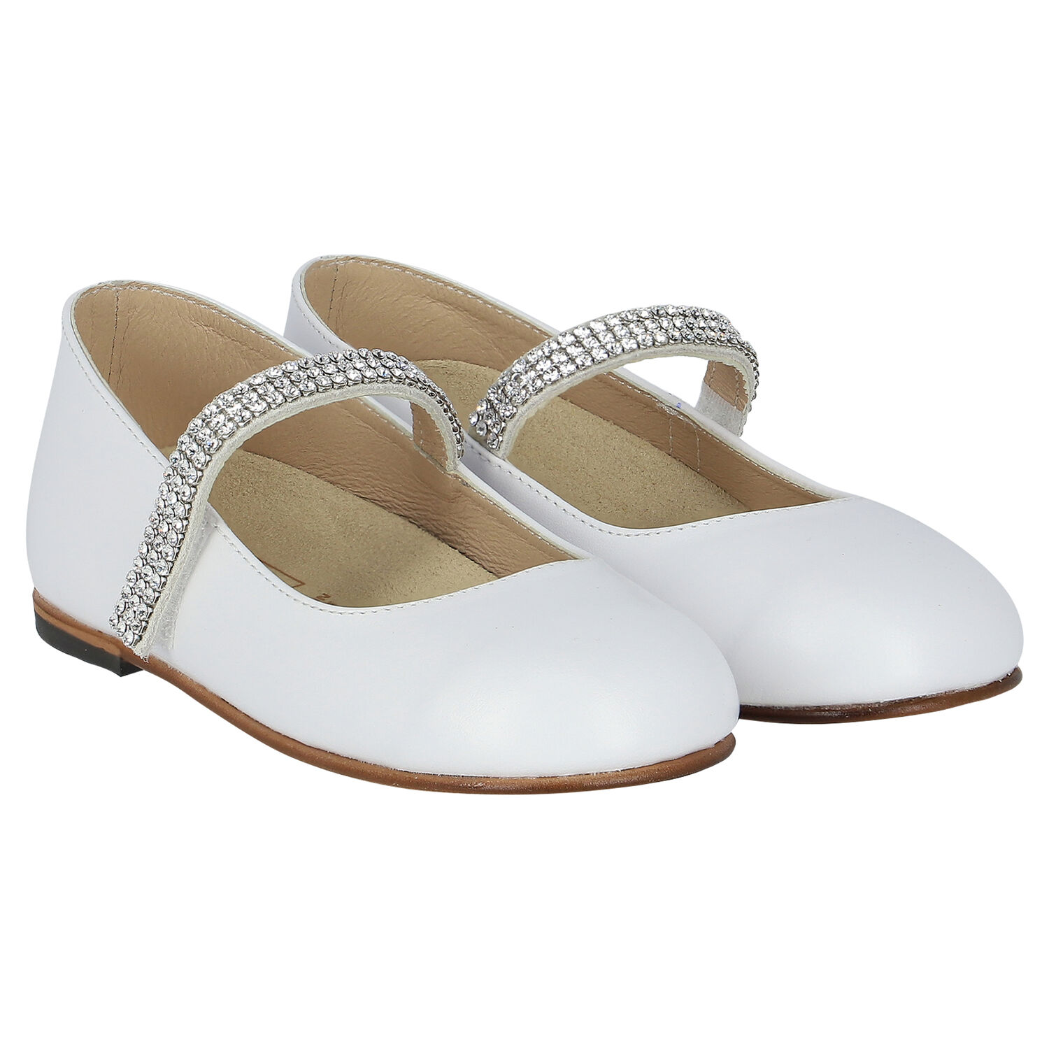 Girls Ivory Swarovski Crystal Shoes, 1, hi-res