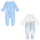 Boys Blue & White Babygrows (2 Pack), 1, hi-res