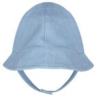 Baby Boys Blue & Ivory Dungaree & Hat Set, 1, hi-res