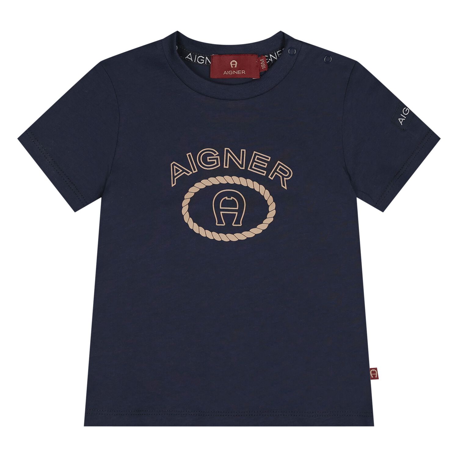 Younger Boys Navy Blue Logo T-Shirt, 2, hi-res
