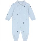 Baby Boys Blue Logo Romper, 1, hi-res