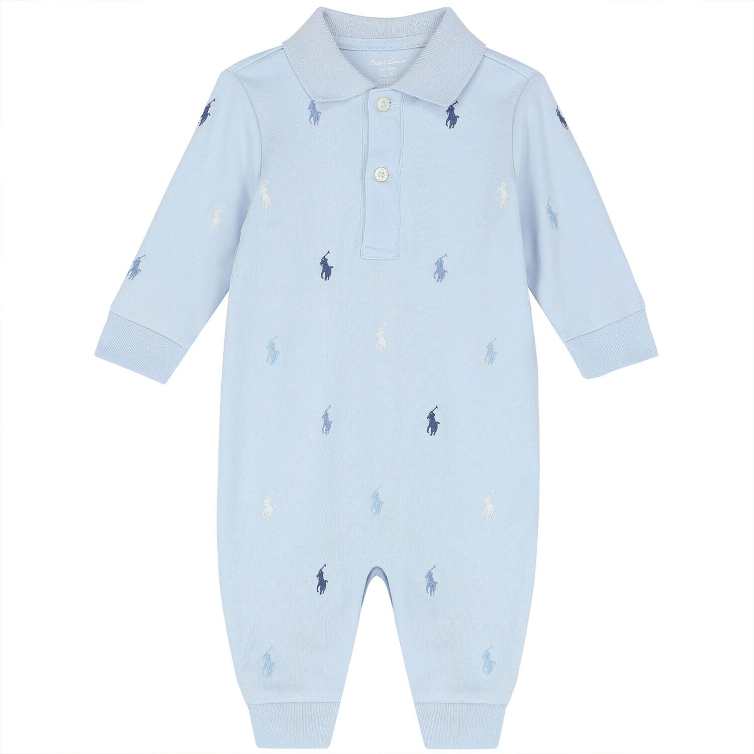 Baby Boys Blue Logo Romper, 1, hi-res