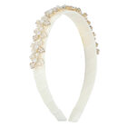 Girls Ivory Velvet Embellished Headband, 2, hi-res