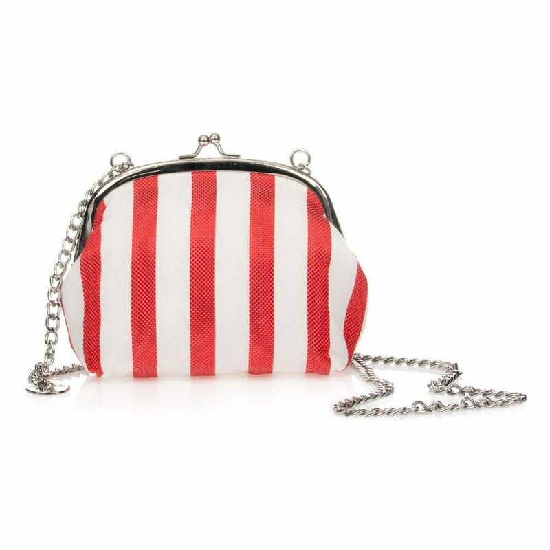 Girls White & Red Striped Handbag, 1, hi-res image number null