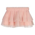 Younger Girls Pink Pleated Tulle Skirt, 1, hi-res