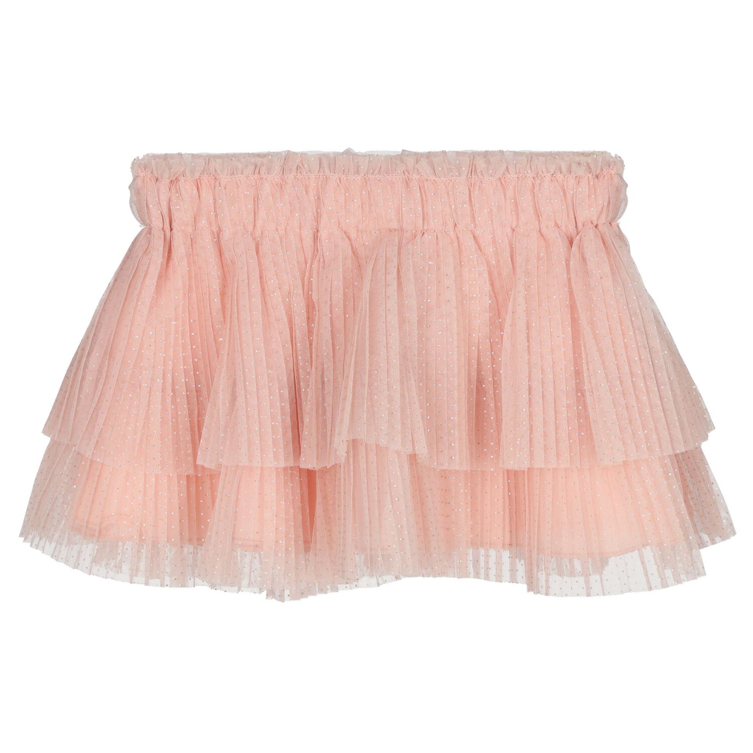 Younger Girls Pink Pleated Tulle Skirt, 1, hi-res