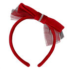 Girls Red Tulle Bow Headband, 1, hi-res