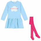 Girls Blue Logo Dress, 1, hi-res