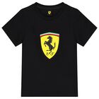 Boys Black Ferrari Logo T-Shirt, 1, hi-res