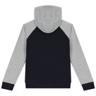 Boys Navy Blue & Grey Logo Tracksuit, 1, hi-res