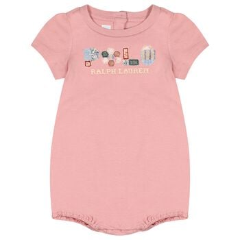 Baby Girls Pink Logo Romper