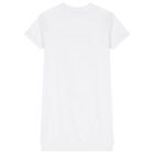 Girls White Cotton Logo Bear Dress, 1, hi-res