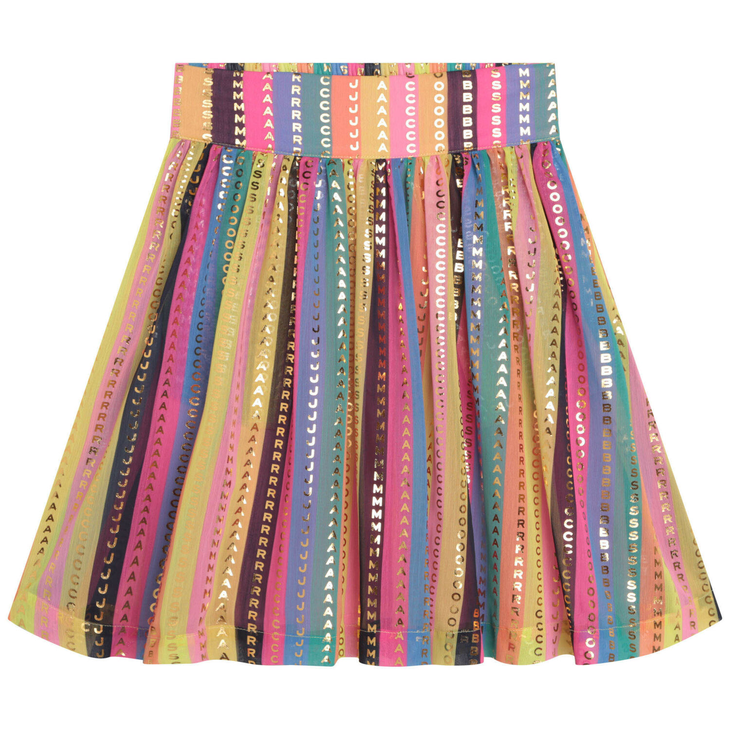 Girls Pink & Gold Logo Pleated Skirt, 1, hi-res