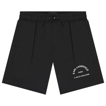 Boys Black Logo Swim Shorts
