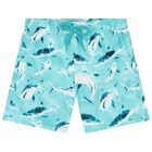 Boys Blue Shark Swim Shorts, 1, hi-res