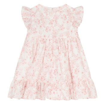 Younger Girls White & Pink Floral Dress