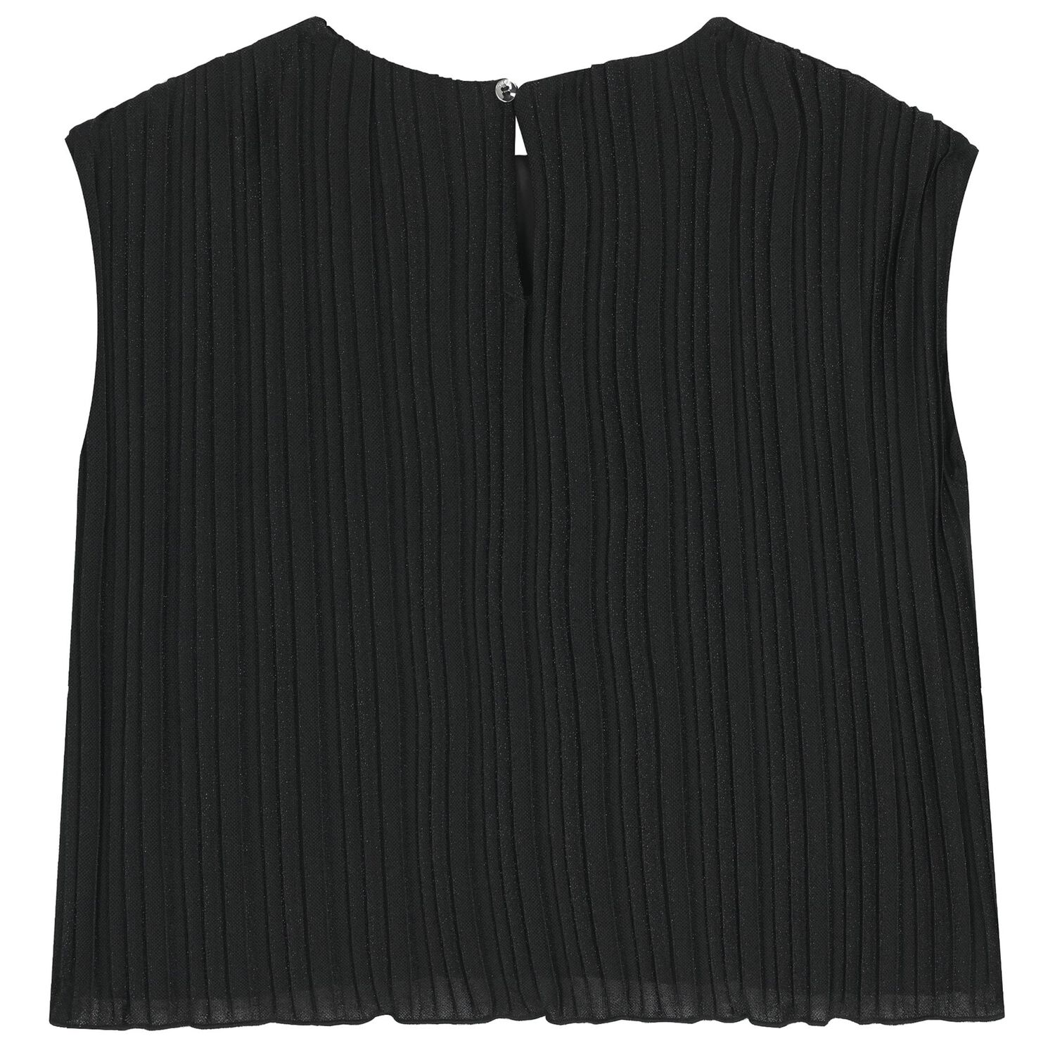 Girls Black Pleated Top, 2, hi-res
