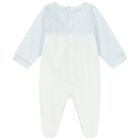 Baby Boys White & Blue Logo Babygrow, 2, hi-res