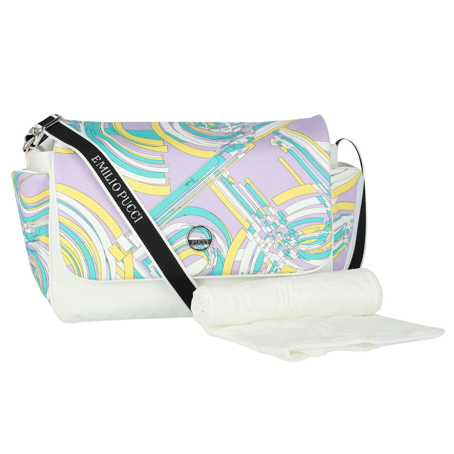  Purple, Yellow, Green & White Baby Changing Bag, 1, hi-res