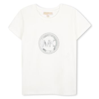 Girls Ivory Embellished Logo T-Shirt