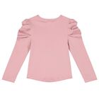 Girls Pink Bow Long Sleeve Top, 5, hi-res