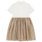 Girls Ivory & Beige FF Logo Dress, 1, hi-res