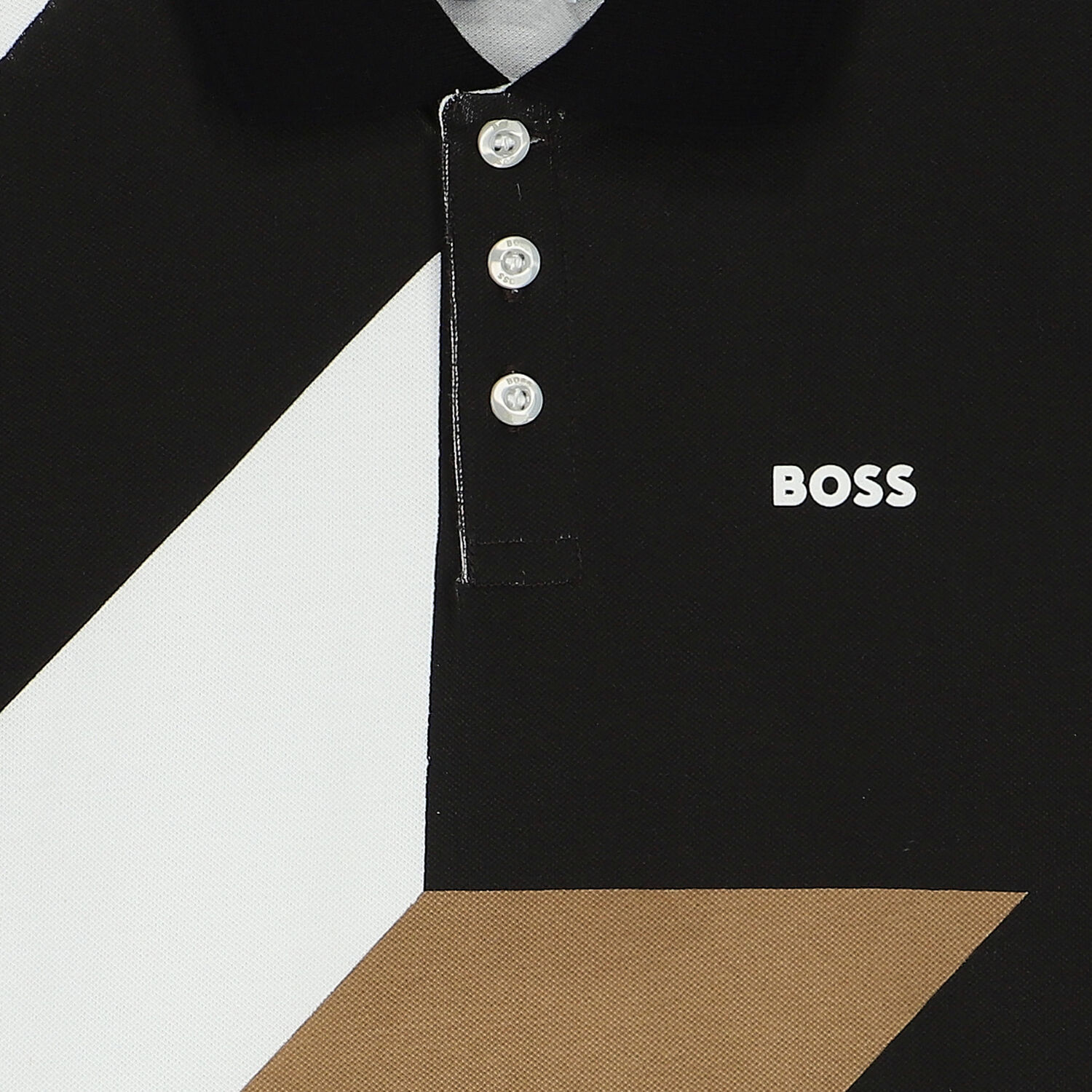 Boys Black, White & Beige Logo Polo Shirt, 1, hi-res image number null