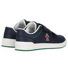 Boys Navy Blue Logo Trainers, 1, hi-res