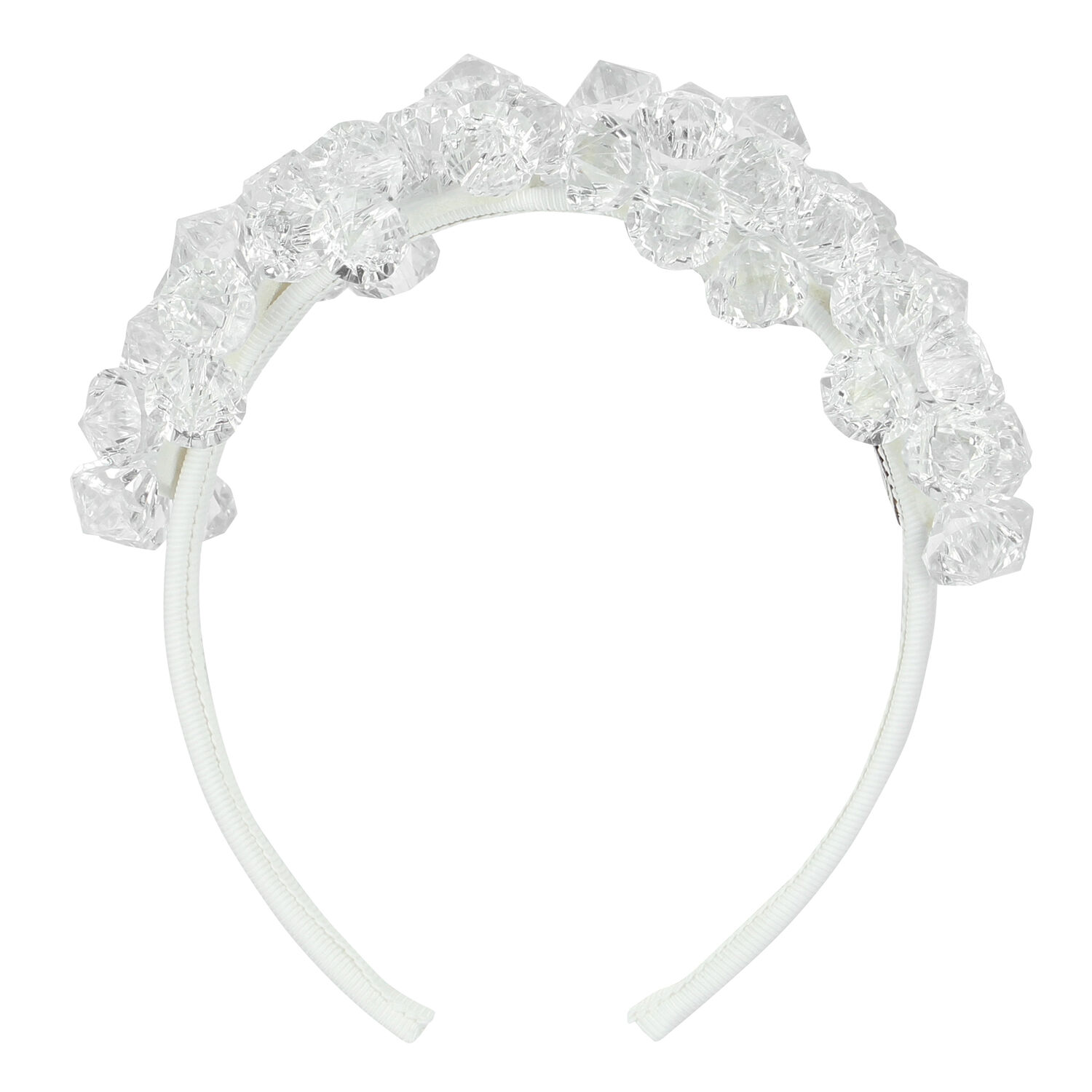Girls White Embellished Diamante Headband, 1, hi-res