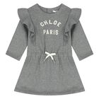 Younger Girls Grey Logo Ruffled Dress, 1, hi-res