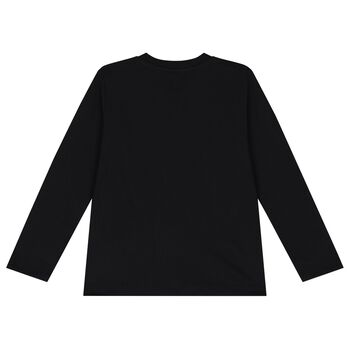 Black Teddy Bear Logo Long Sleeve Top