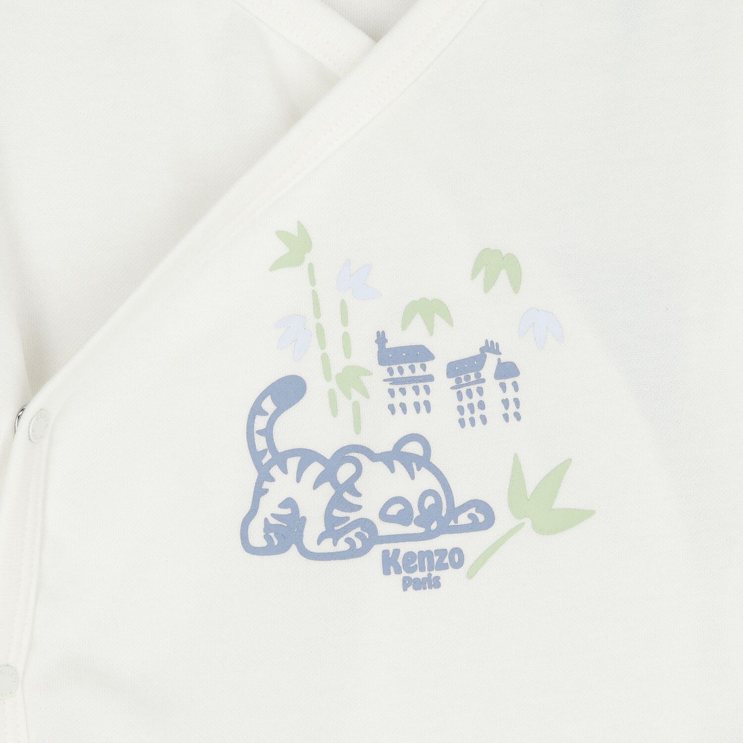Baby Boys White & Blue Tiger Shorts Set, 1, hi-res