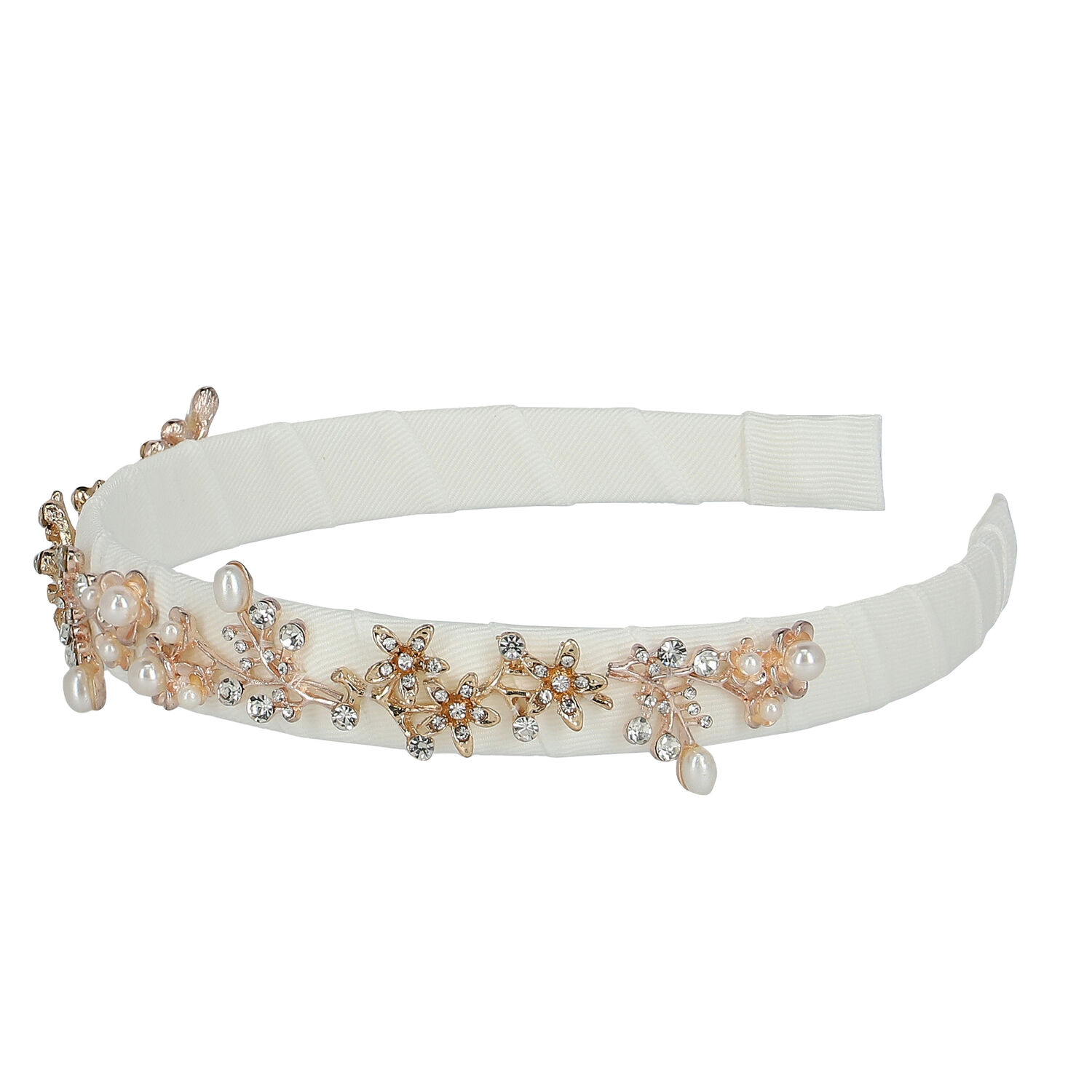 Girls White Embellished Headband, 1, hi-res image number null
