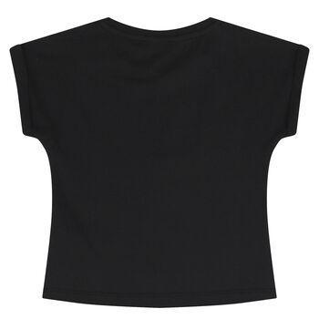 Girls Black Studded Logo T-Shirt