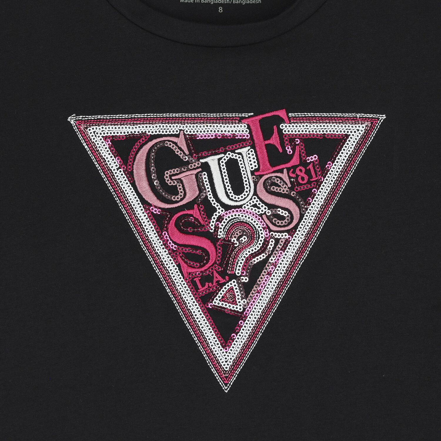 Girls Black Embellished Logo Long Sleeve Top, 2, hi-res