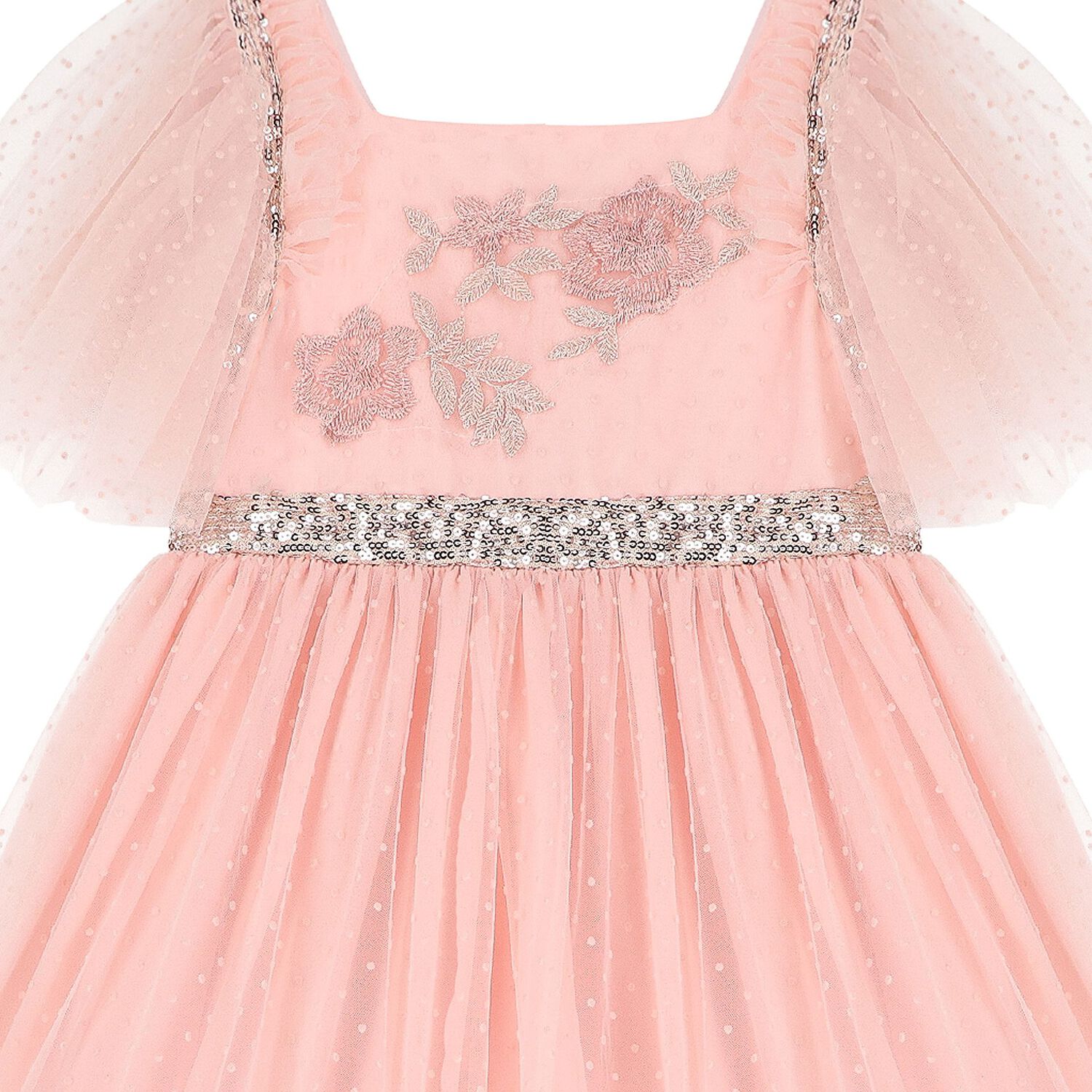 Girls Pink Embellished Haute Couture Dress, 1, hi-res image number null
