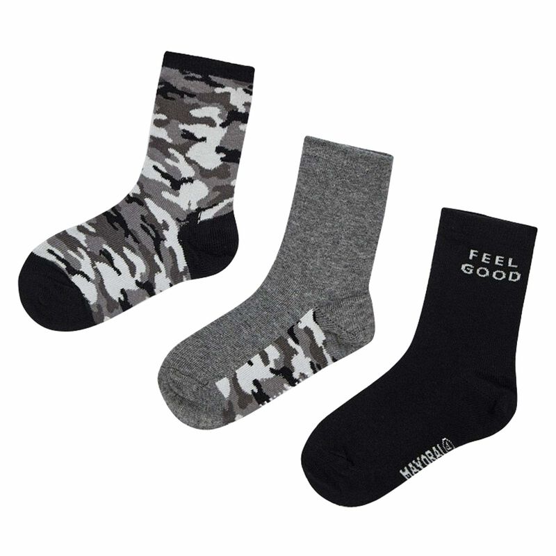Boys Black & Grey Socks (3 Pack), 1, hi-res image number null