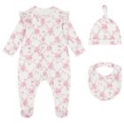 Baby Girls White & Pink Floral & Butterflies Babygrow Set, 1, hi-res