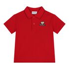 Younger Boys Red Teddy Bear Polo Shirt, 1, hi-res