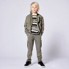 Boys Ivory & Black Striped Logo T-Shirt, 1, hi-res