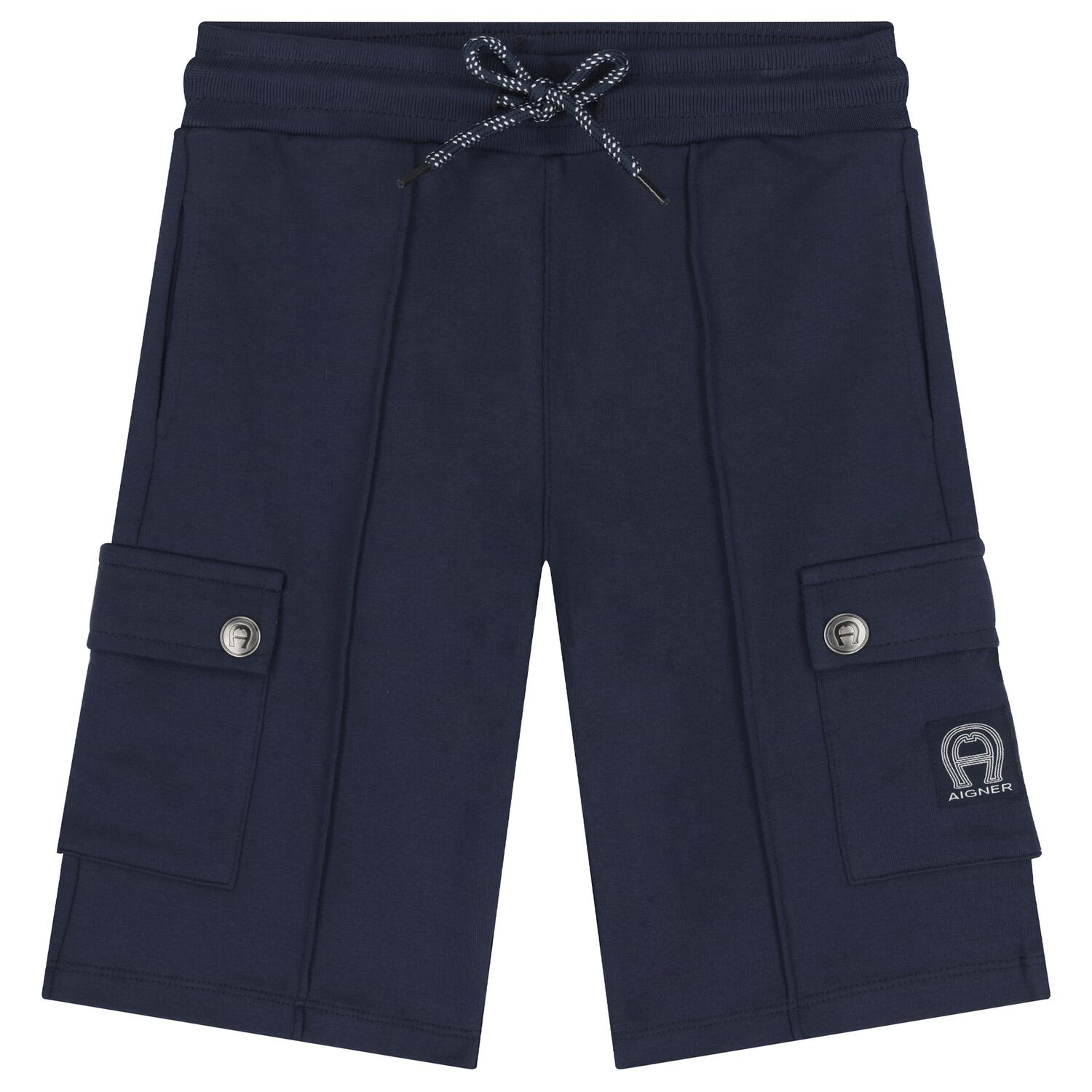 Boys Navy Blue Logo Shorts, 1, hi-res