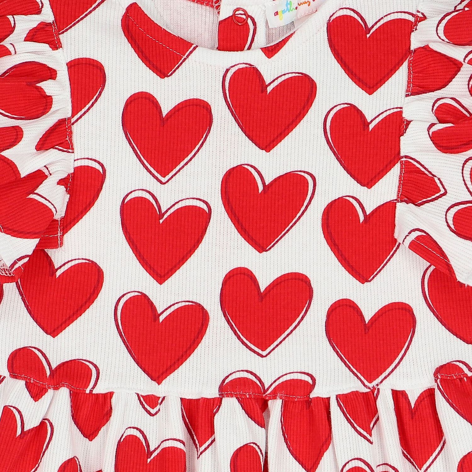 Girls White & Red Heart Dress, 1, hi-res image number null