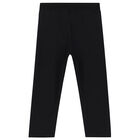 Younger Girls Black Teddy Logo Leggings, 1, hi-res